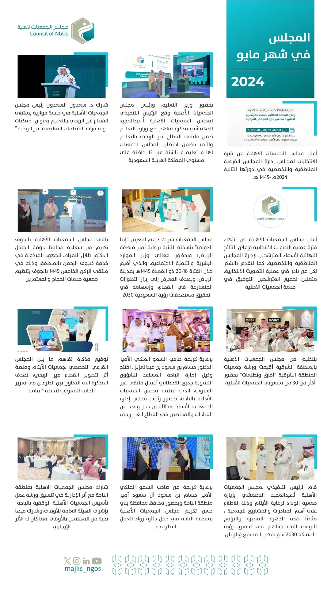 نحو تحقيق الأثر .. #مجلس_الجمعيات_الأهلية في مايو 2024م