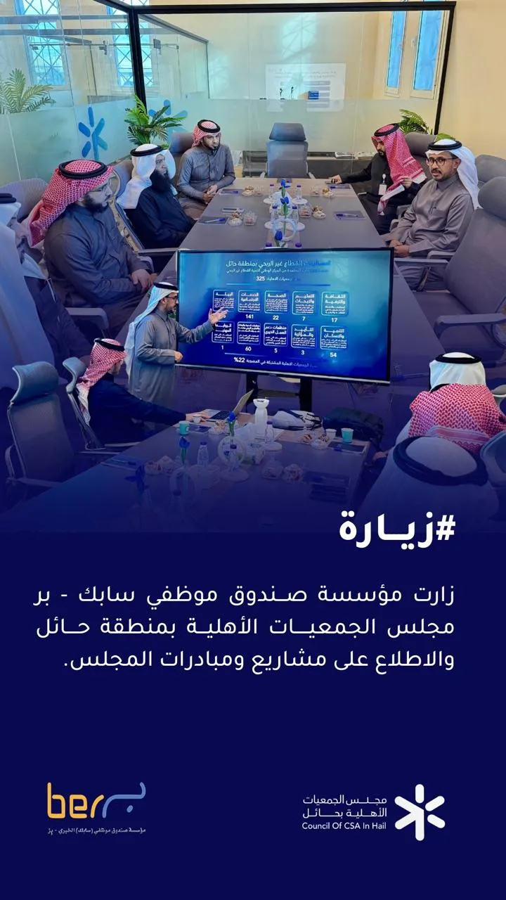 زارت مؤسسة صندوق موظفي سابك “بر” مجلس الجمعيات الأهلية بمنطقة حائل